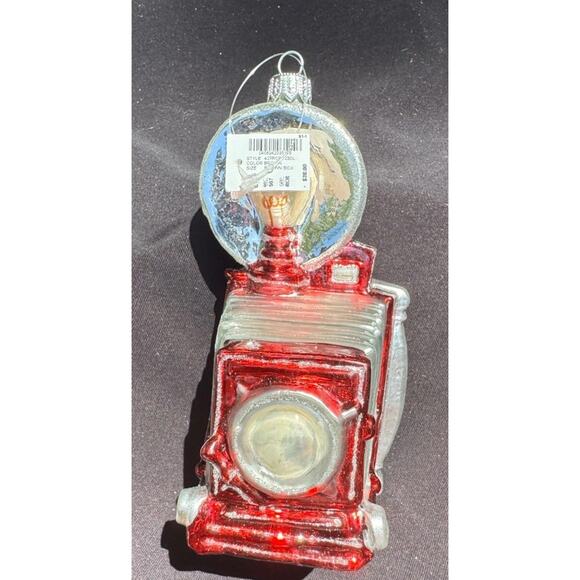 Hand Blown Glass Ornament Poland ~ Red Camera Polaroid Large Flash -OR3 - Picture 1 of 10